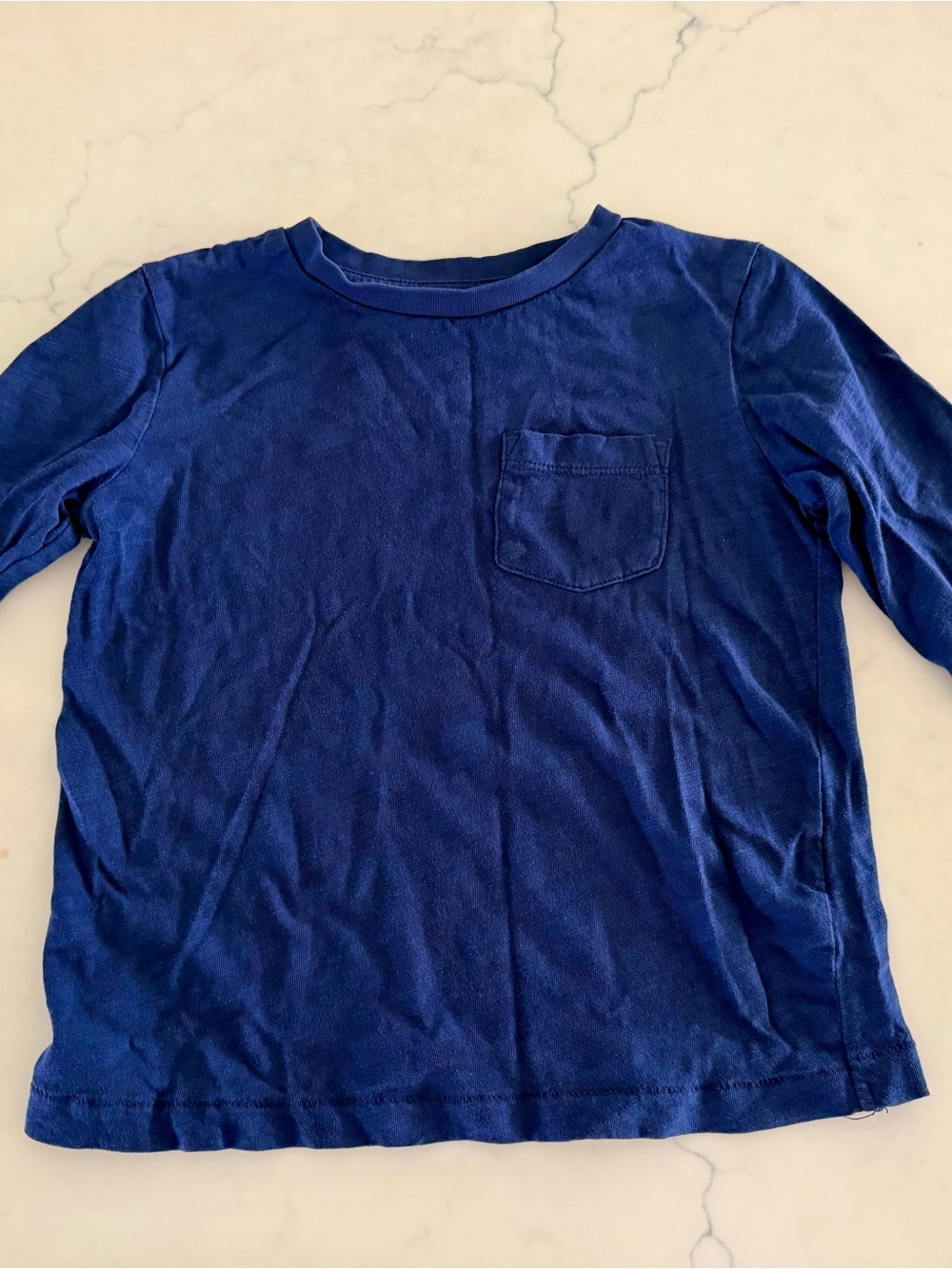 Mini Boden 3-4 Long Sleeve Pocket Tee - Navy Blue
